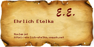 Ehrlich Etelka névjegykártya
